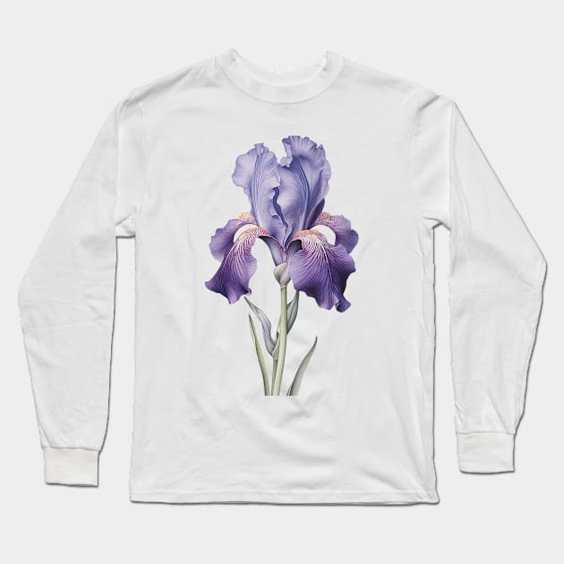 Botanical illustration of iris Long Sleeve T-Shirt by ArtVault23